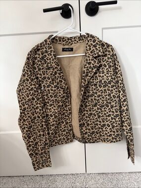 Leopard Print Utility Jacket - Tan/Black